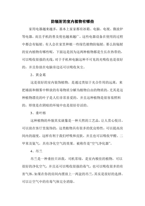 防辐射的室内植物有哪些