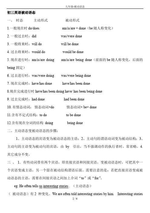 九年级-被动语态