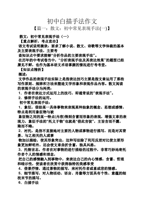 初三作文之初中白描手法作文