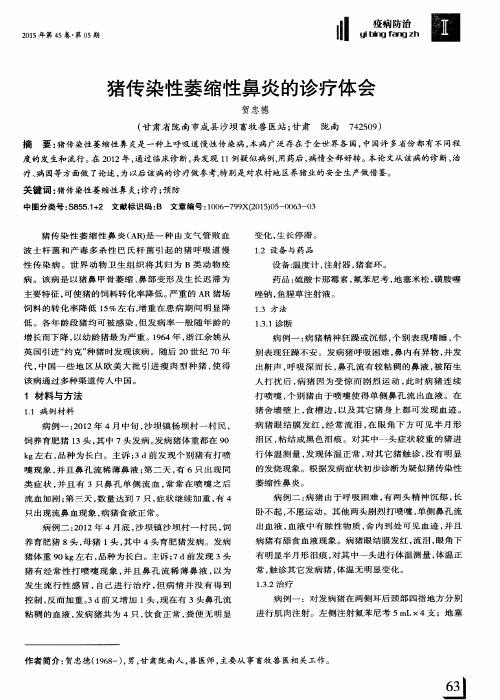 猪传染性萎缩性鼻炎的诊疗体会