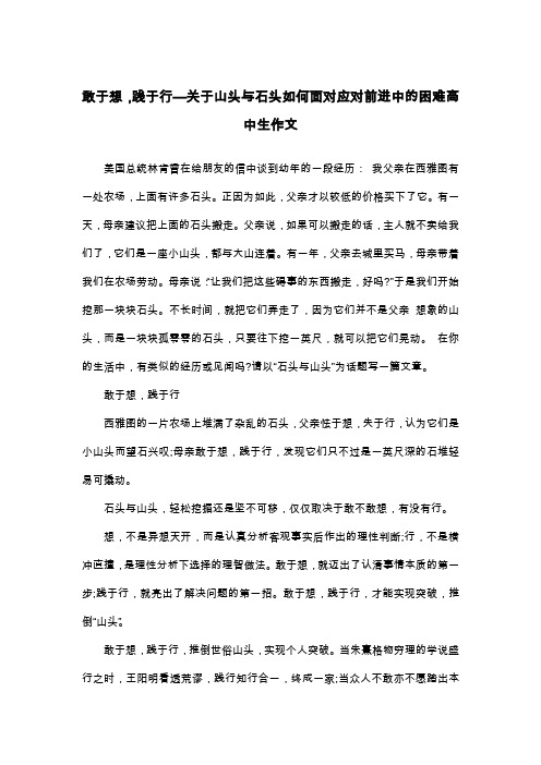 敢于想,践于行—关于山头与石头如何面对应对前进中的困难高中生作文_议论文