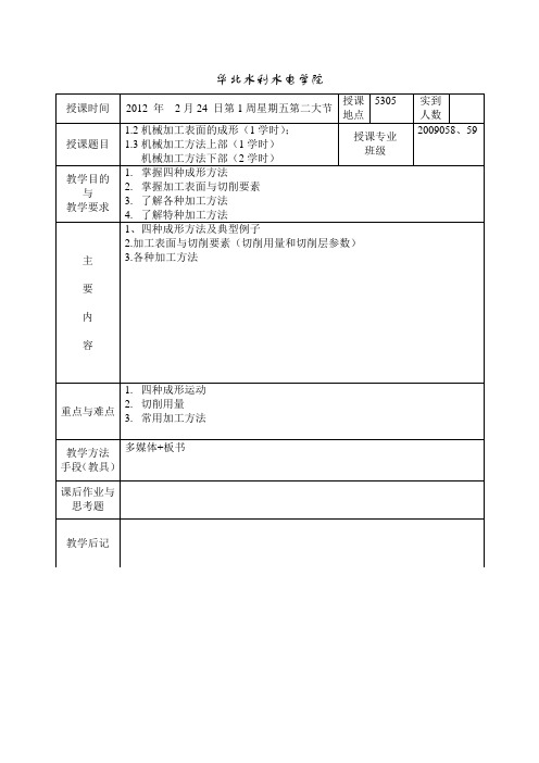 第二三讲教案1.2表面成形+1.3机械加工方法