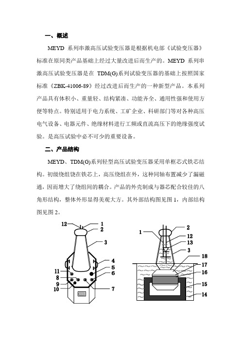 MEYD-3KVA5KVA50KV串激式试验变压器