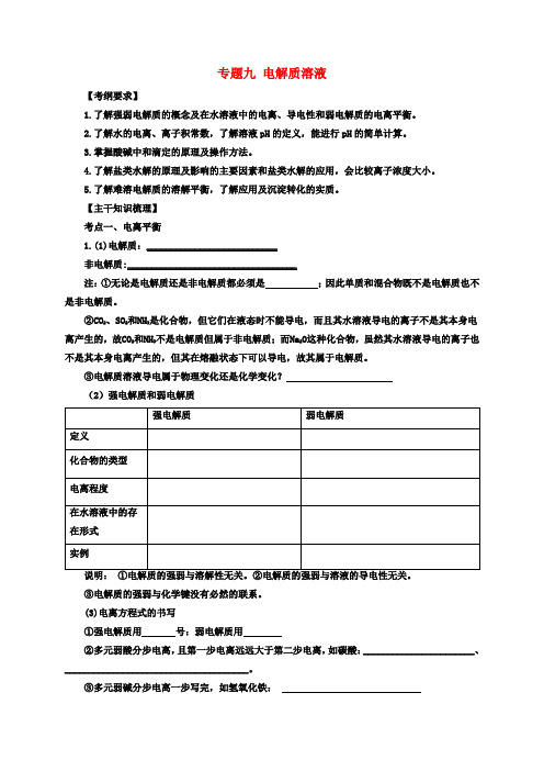 高考化学二轮复习专题突破电解质溶液导学案