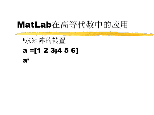 Matlab在高等代数中的应用
