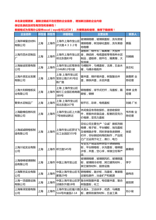 2020新版上海市盖板工商企业公司名录名单黄页大全141家