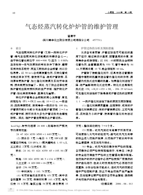 气态烃蒸汽转化炉炉管的维护管理