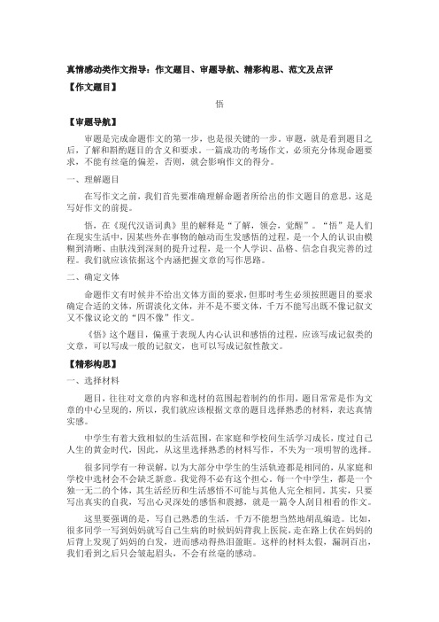 真情感动类作文指导wu