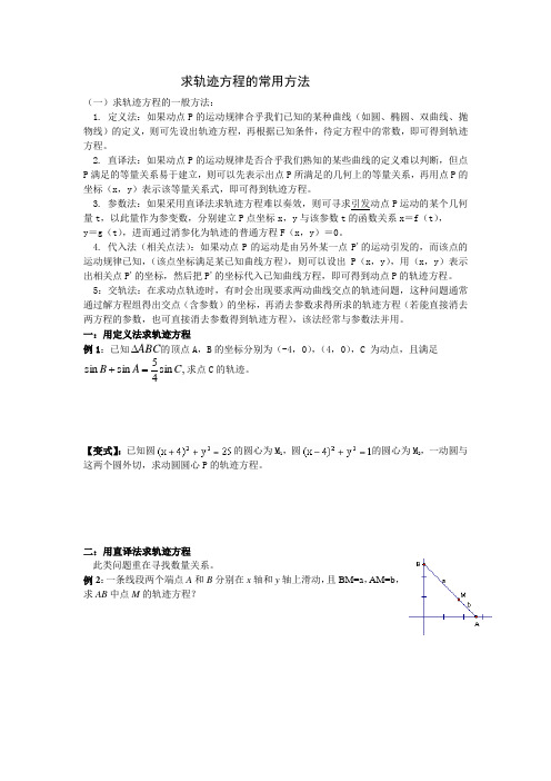 求轨迹方程的常用技巧