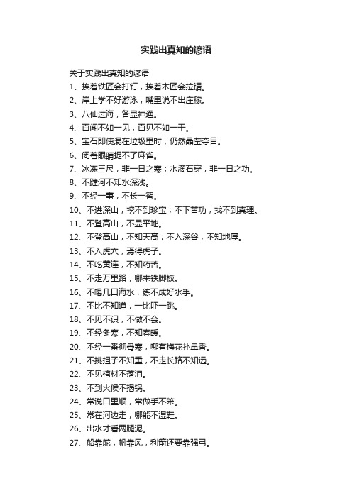 关于实践出真知的谚语