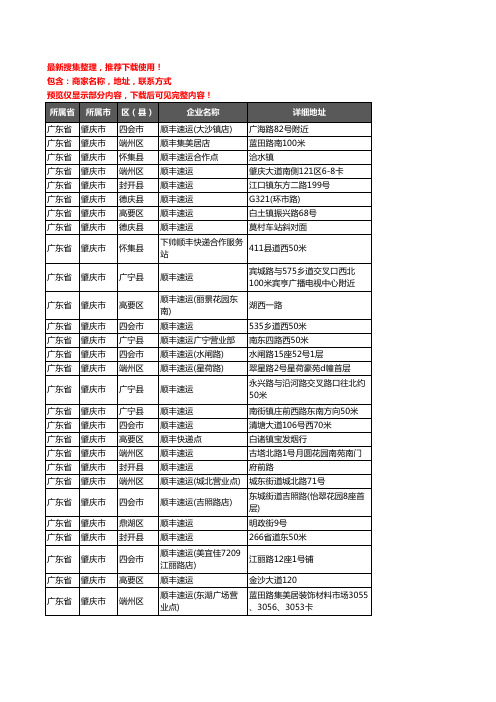 新版广东省肇庆市顺丰快递企业公司商家户名录单联系方式地址大全51家