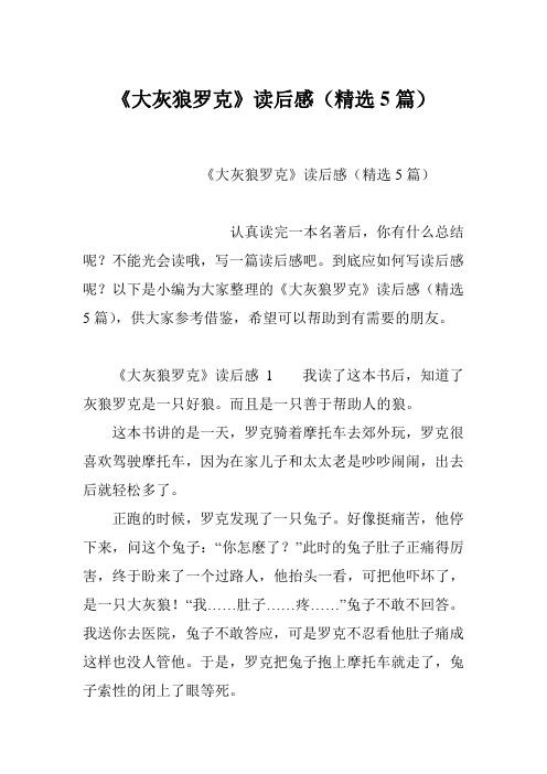 《大灰狼罗克》读后感(精选5篇)