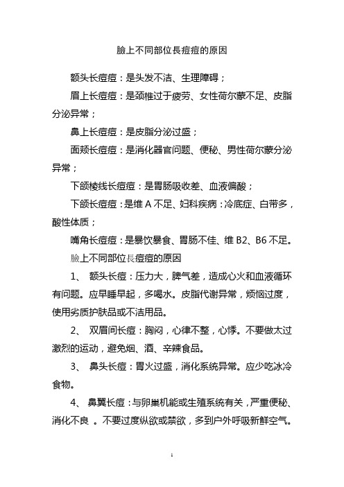 脸上不同部位长痘痘的原因