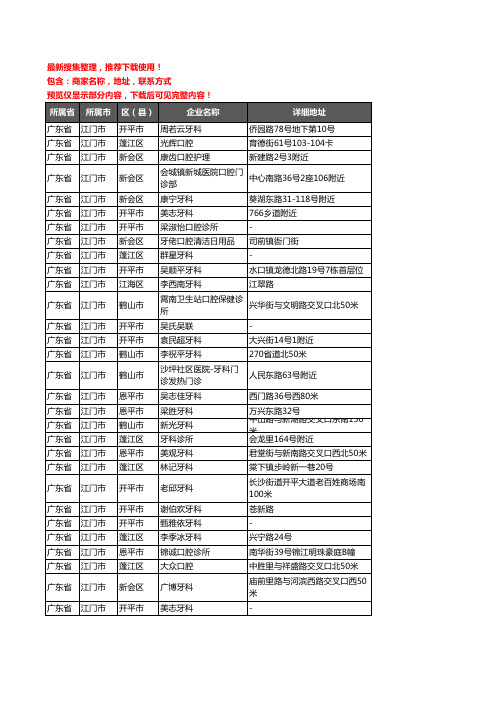 新版广东省江门市口腔企业公司商家户名录单联系方式地址大全369家