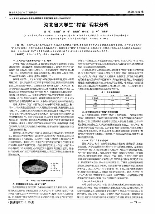 河北省大学生“村官”现状分析