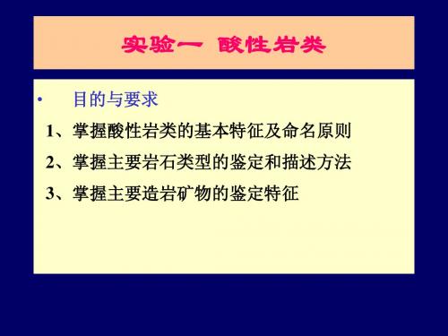 实验一 酸性岩类(2)