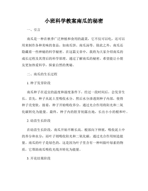 小班科学教案南瓜的秘密