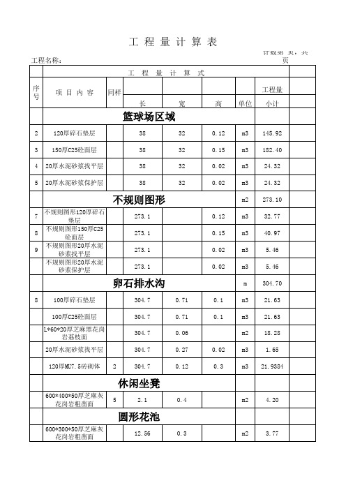 工程量计算表格zyp(1)