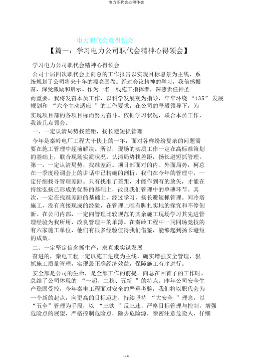 电力职代会心得体会