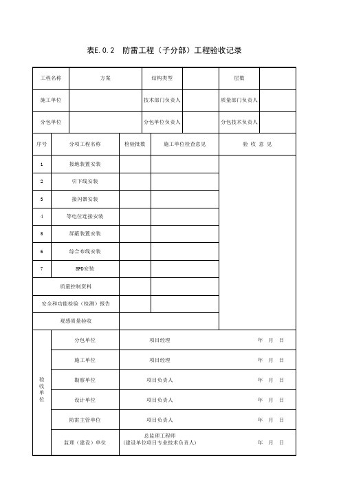 防雷工程(子分部)工程验收记录