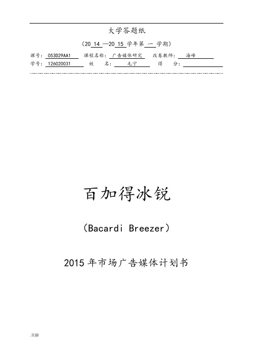 百加得冰锐广告媒体投放策划案