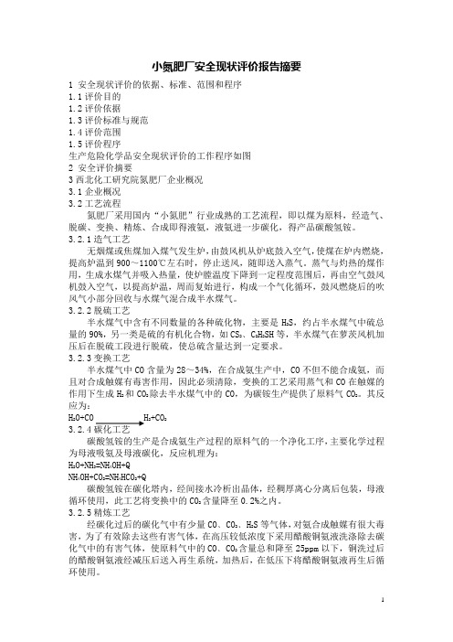 小氮肥厂安全现状评价报告摘要