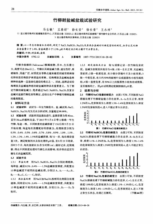 竹柳耐盐碱盆栽试验研究