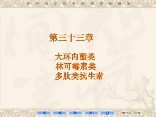 讲座-33章 大环内酯类学习文档
