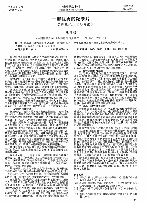 一部优秀的纪录片--简评纪录片《沙与海》