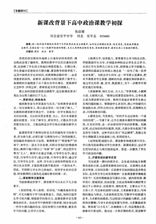 新课改背景下高中政治课教学初探