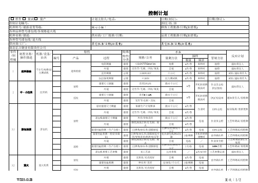 漆包线生产控制计划