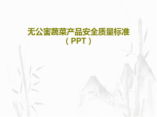 无公害蔬菜产品安全质量标准(PPT)31页PPT