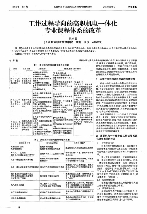 工作过程导向的高职机电一体化专业课程体系的改革