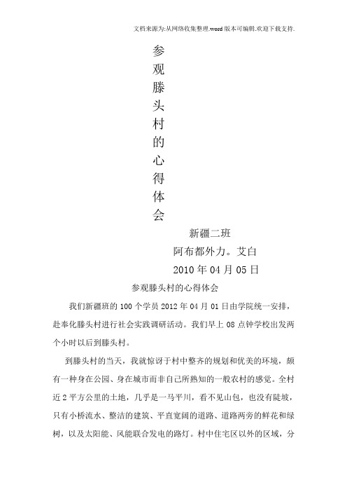参观滕头村的心得体会
