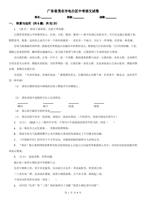 广东省茂名市电白区中考语文试卷