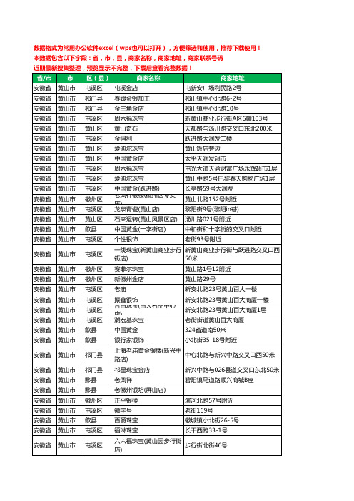 2020新版安徽省黄山市珠宝工商企业公司商家名录名单黄页联系电话号码地址大全93家