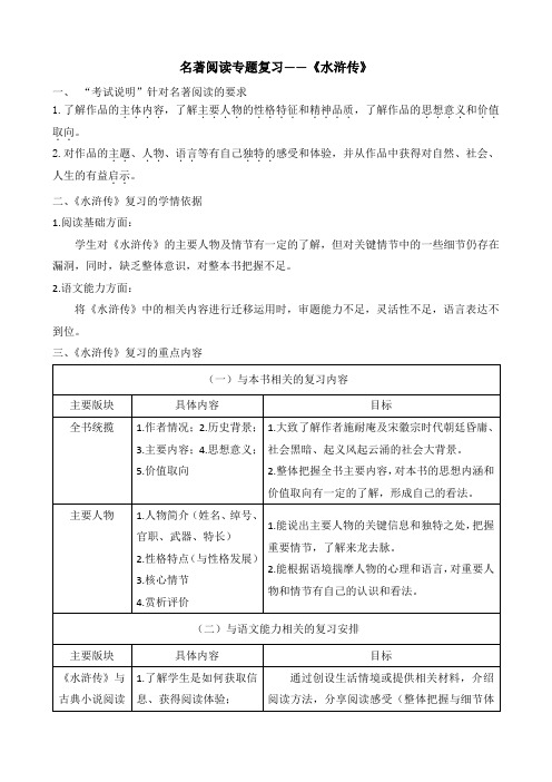 《水浒传》复习教学设计与学案