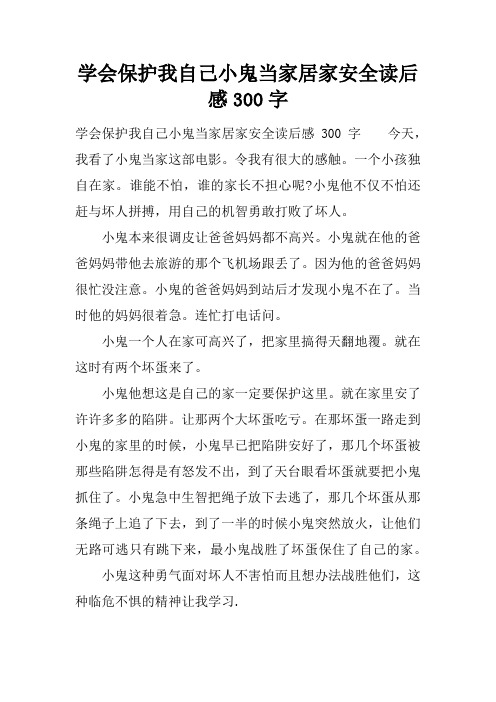 学会保护我自己小鬼当家居家安全读后感300字
