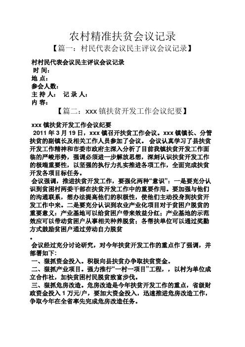 农村精准扶贫会议记录