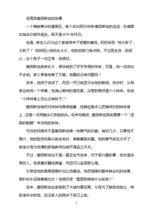 怪男孩爱因斯坦的故事