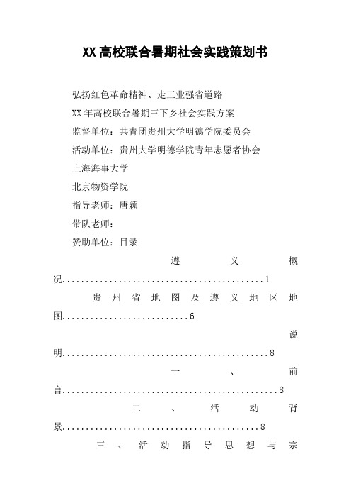 XX高校联合暑期社会实践策划书【DOC范文整理】