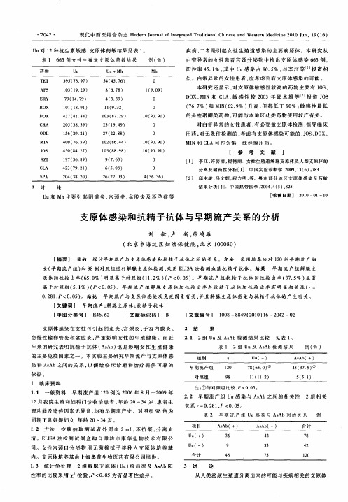 支原体感染和抗精子抗体与早期流产关系的分析