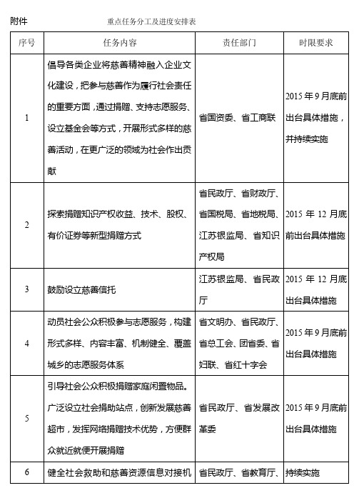 重点任务分工及进度安排表【模板】