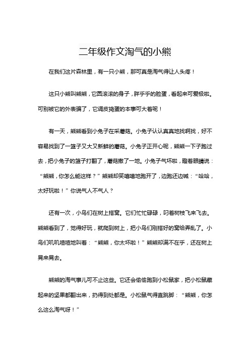 二年级作文淘气的小熊