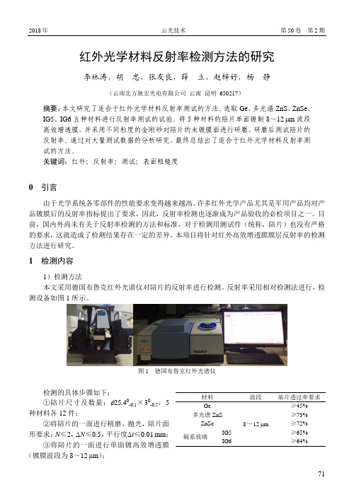 红外光学材料反射率检测方法的研究