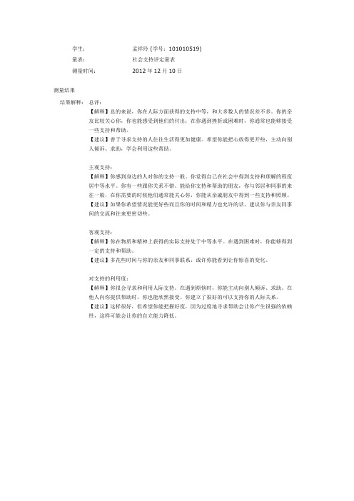 心理测试结果
