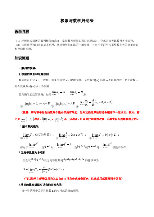 上海高三数学第一轮复习(6)极限与数学归纳法