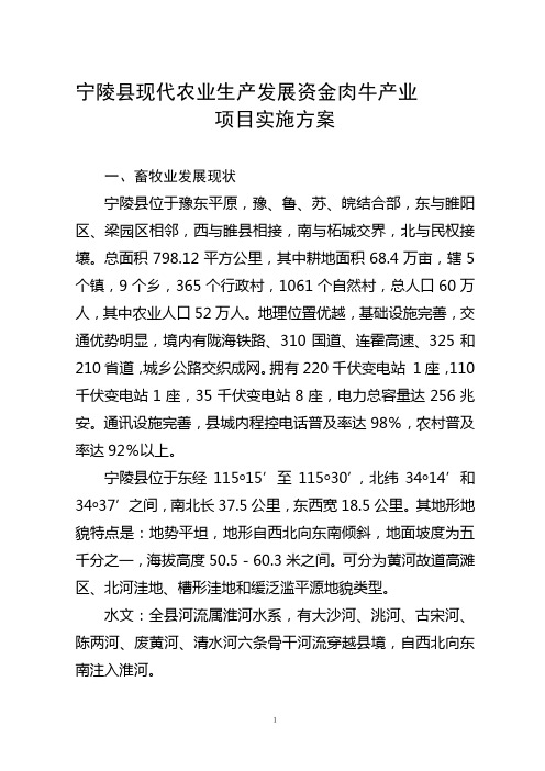 宁陵县现代农业生产发展资金畜牧产业类项目实施方案