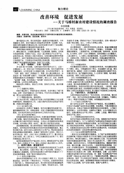 改善环境促进发展——关于马桥村新农村建设情况的调查报告