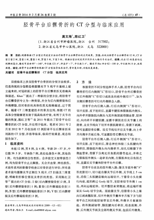 胫骨平台后髁骨折的CT分型与临床应用